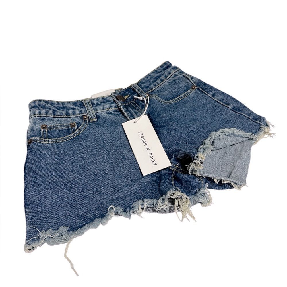 LIQUOR N POKER Denim short NWT